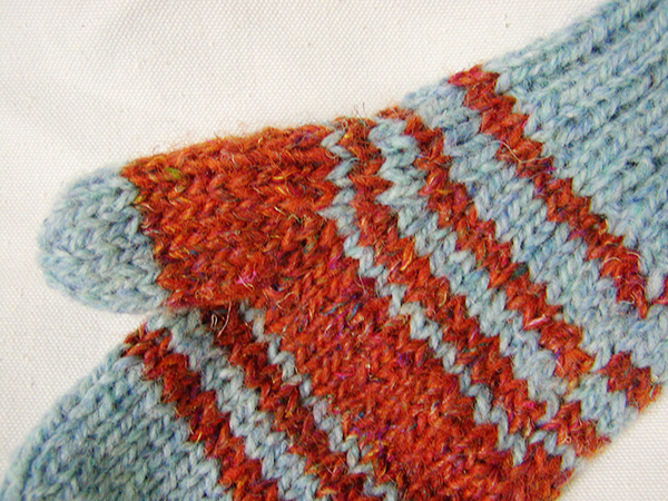 closeup of mitten thumb